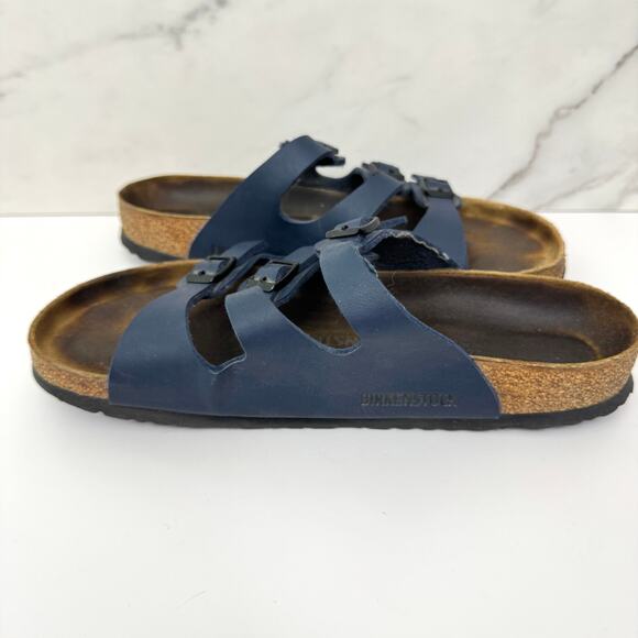 Birkenstock Womens Florida Birko-Flor Soft Bed Sandal Size 40 / 9 Vegan Blue - Picture 4 of 11